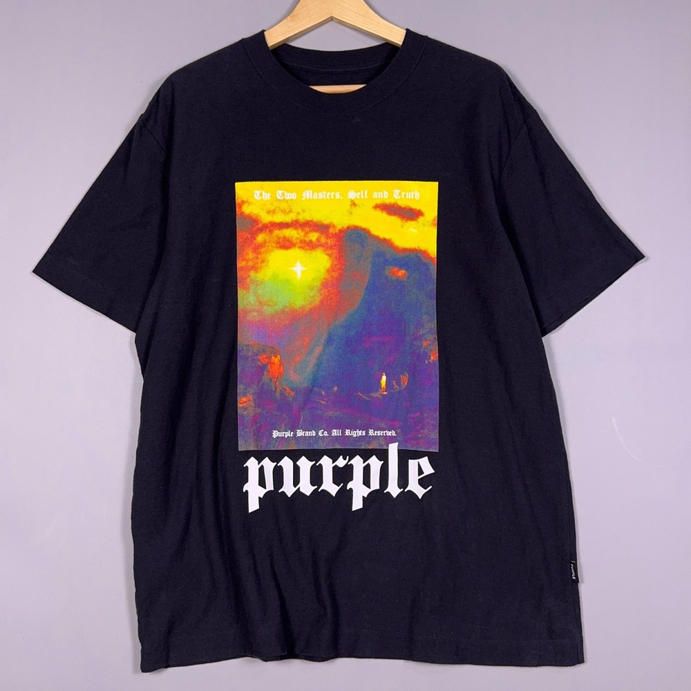 Purple Brand T-Shirt Mens Size Large Cotton Black Streetwear Oversize